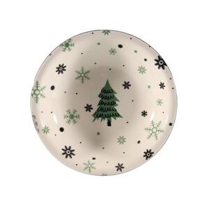 Vánoční keramický hluboký talíř 21cm stromeček