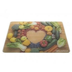 Skleněná kuchyňská deska velká, 30x40x0,4 cm - zelenina - Florentyna