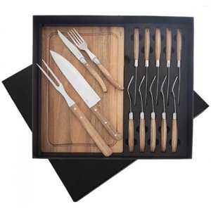 Steak set nůž+vidlička+vidlice nerez/dřevo - Orion