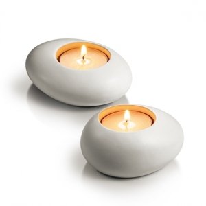 TESCOMA Fancy Home Stones 2 ks 8 cm bílé – keramické svícny
