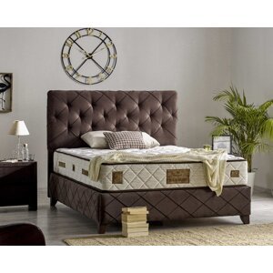Čalouněná postel BAMBOO s matrací - hnědá 150 × 200 cm
