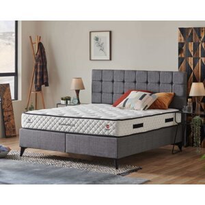 Čalouněná postel COMFORT PLUS s matrací - šedá 140 × 200 cm