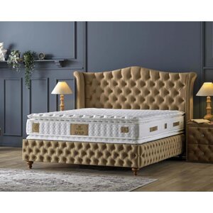 Čalouněná postel GOLD s matrací - zlatá 160 × 200 cm