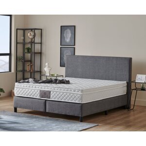 Čalouněná postel OSLO s matrací - tmavě šedá 160 × 200 cm