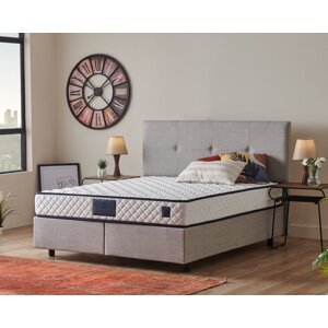 Čalouněná postel SUNNY s matrací - světle šedá 160 × 200 cm