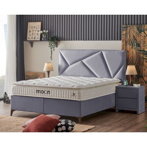 Čalouněná postel MOON s matrací - šedá 200 × 200 cm