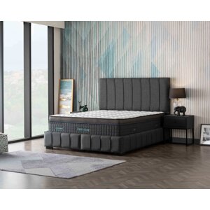 Čalouněná postel DREAM MODE NEW s matrací - antracit 160 × 200 cm