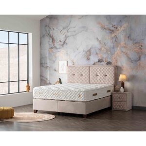 Čalouněná postel RELAX NEW s matrací - béžová 200 × 200 cm