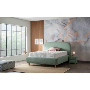 Čalouněná postel SHINY NEW - světle zelená 160 × 200 cm