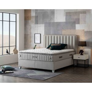 Čalouněná postel STONE NEW s matrací - béžová 140 × 200 cm