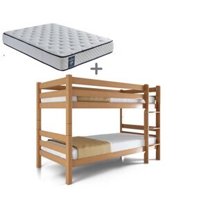 Patrová postel s matracemi a rošty LENNY 140 - buk natur