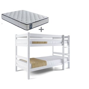 Patrová postel s matracemi a rošty LENNY 140 - buk bílá