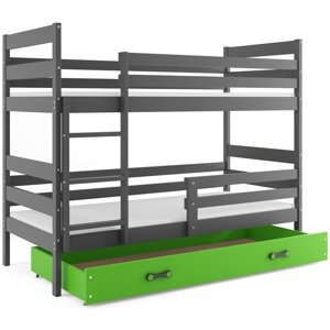 BMS Dětská patrová postel ERYK | šedá Barva: Šedá / zelená, Rozměr: 200 x 90 cm