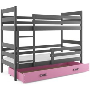 BMS Dětská patrová postel ERYK | šedá Barva: Šedá / růžová, Rozměr: 200 x 90 cm