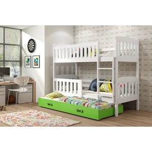 BMS Dětská patrová postel KUBUŠ 3 s přistýlkou | bílá Barva: bílá / zelená, Rozměr: 200 x 90 cm