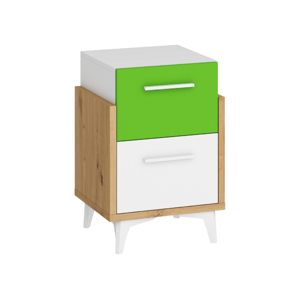 ArtCross Noční stolek HEY-19 | 45 Barva: Dub artisan/bílá/zelená
