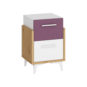 ArtCross Noční stolek HEY-19 | 45 Barva: Dub artisan/bílá/fialová