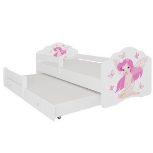 ArtAdrk Dětská postel CASIMO II | s přistýlkou ​​a zábranou Provedení: Dívka s křídly