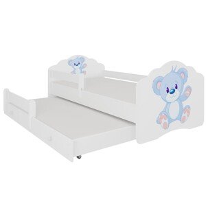 ArtAdrk Dětská postel CASIMO II | s přistýlkou ​​a zábranou Provedení: Modrý medvídek