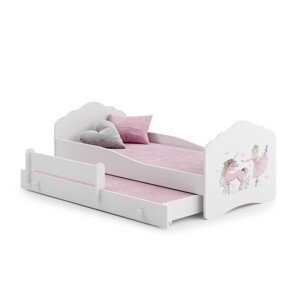 ArtAdrk Dětská postel CASIMO II | s přistýlkou Provedení: Balerína s jednorožcem