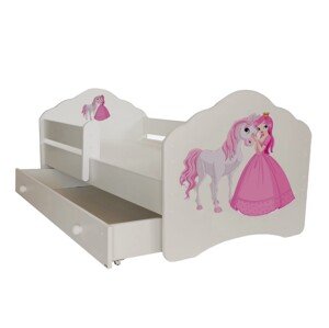 ArtAdrk Dětská postel CASIMO | se zásuvkou a zábranou Provedení: Princezna s koněm