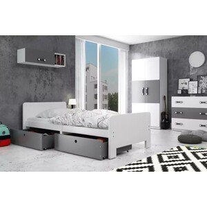 BMS Dětská postel AREK | 80 x 200 cm barevné provedení: Bílá / grafit zásuvky
