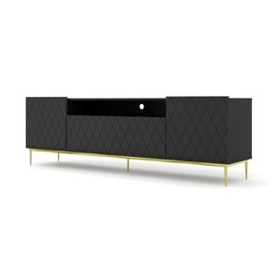 ARTBm Tv stolek DIUNA 193 2D1K | černý mat Provedení: Černý mat / zlatá podnož