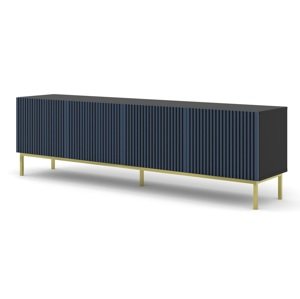 ARTBm TV stolek RAVENNA F 4D 200 | černá matná / modrá Provedení: Černý mat / modrá / zlatá kovová podnož