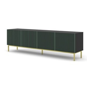 ARTBm TV stolek RAVENNA F 4D 200 | černá matná / zelená Provedení: Černý mat / zelená / zlatá kovová podnož