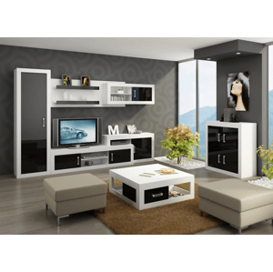 ArtCross Obývací stěna VERIN 2 Barva: Bílá / černý lesk
