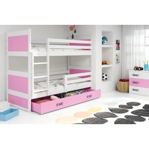 BMS Dětská patrová postel RICO | bílá 80 x 160 cm Barva: Růžová