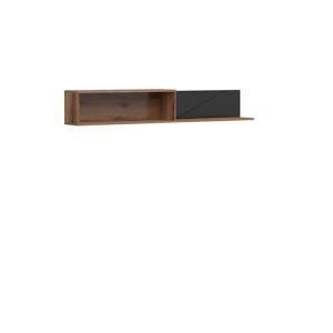 Xora NÁSTĚNNÝ REGÁL, černá, barvy dubu, 156/25/22 cm