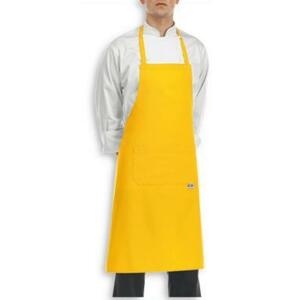 Kuchařská zástěra EGOchef ke krku s kapsou - žlutá