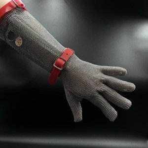 Ochranná rukavice proti pořezu IVO dlouhá - nerezová s řemínkem 17323 M