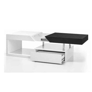 Tempo Kondela Konferenční stolek MELIDA - bílý lesk / černý + kupón KONDELA10 na okamžitou slevu 3% (kupón uplatníte v košíku)