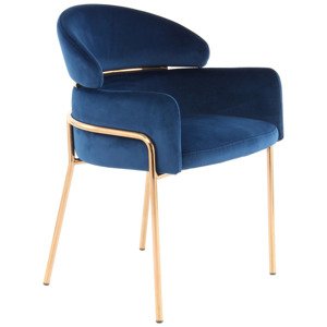 Židle s područkami Modrá/barva Růžového Zlata